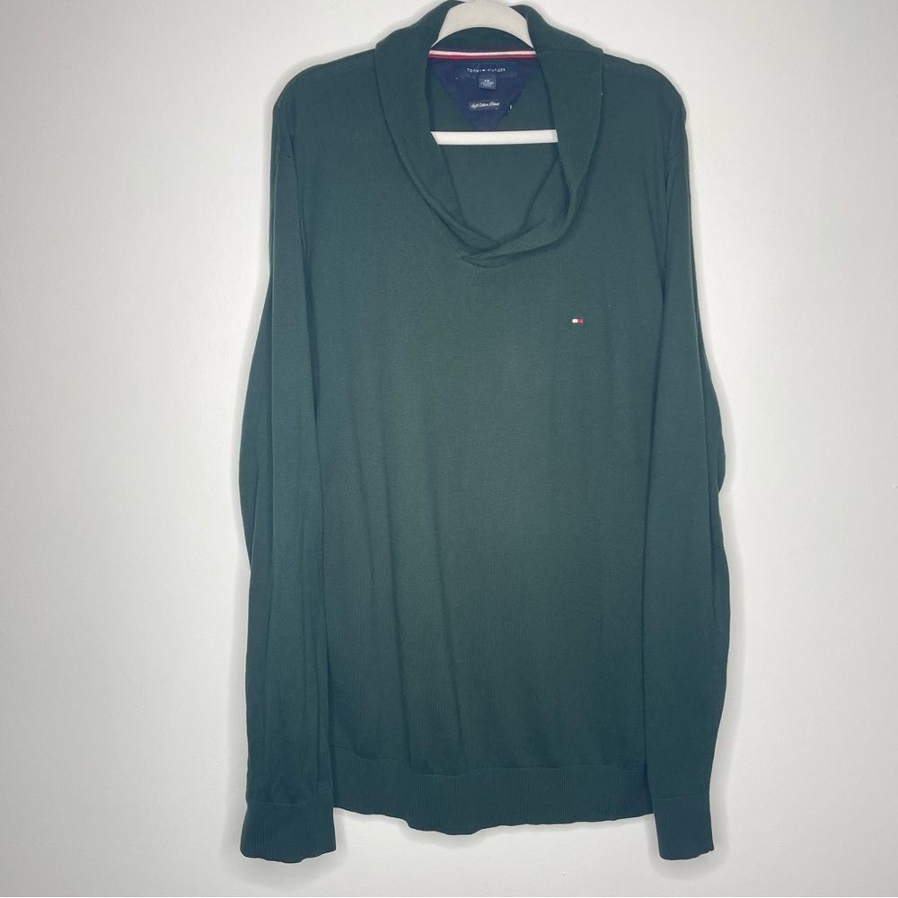 Tommy Hilfiger Dark Green Lightweight‎ Soft Cotton Blend knit Cowl Sweater